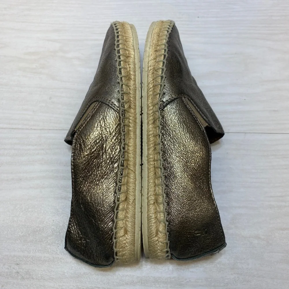 Frye Ivy Espadrille Slip On Gold Metallic Leather‎ Flats 3470070-GSL Womens 7.5M